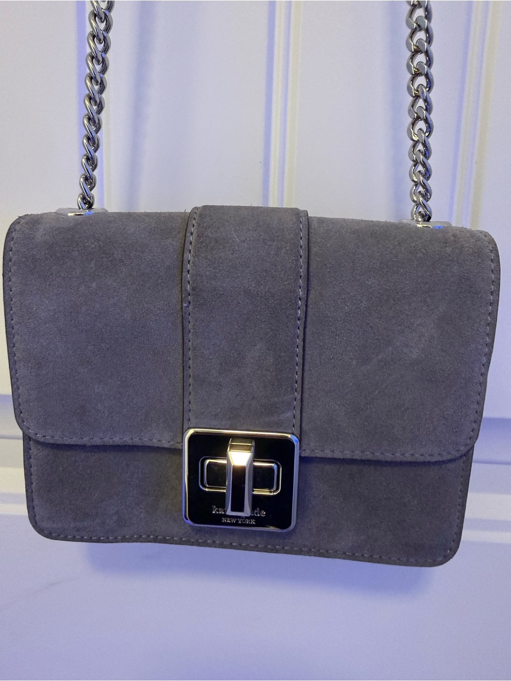 Kate Spade Gray Suede Chain Shoulder Bag